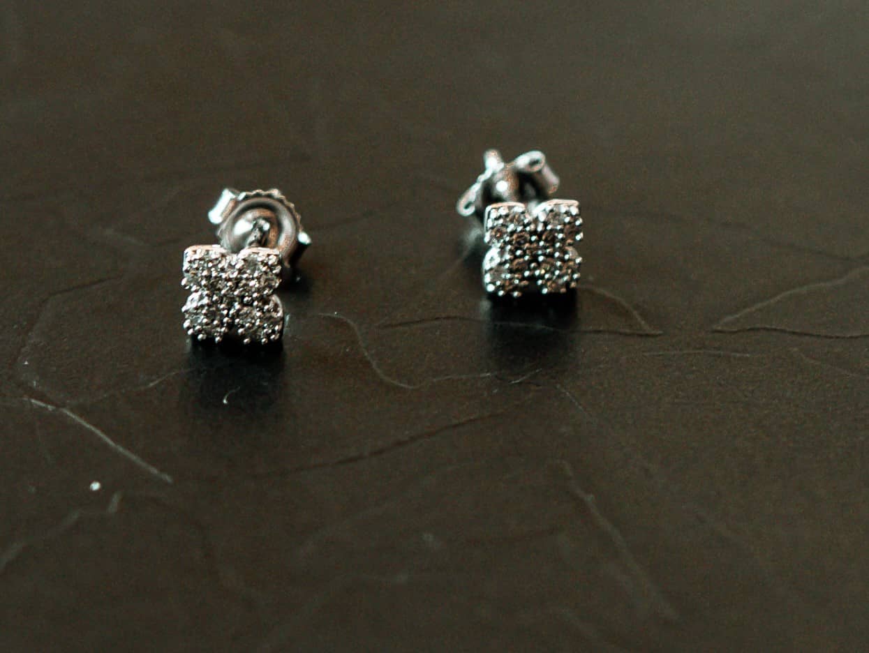 Gold and Diamond Pave Lucky Clove earrings-4